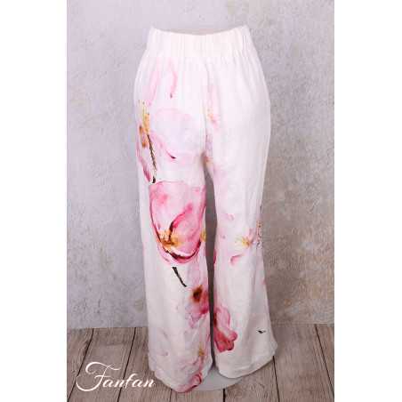 Dolcezza Pantalon 26684 Yuri Kraft Lin à fleurs