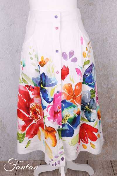 Dolcezza Jupe 26701Basak Erarslan Lin à fleurs