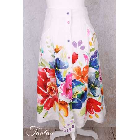 Dolcezza Jupe 26701Basak Erarslan Lin à fleurs