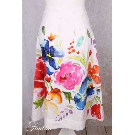 Dolcezza Jupe 26701Basak Erarslan Lin à fleurs