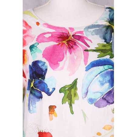 Dolcezza Top 26700 Basak Erarslan Lin à fleurs