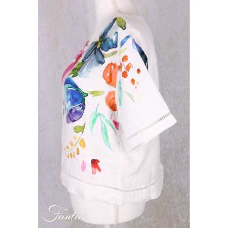 Dolcezza Top 26700 Basak Erarslan Lin à fleurs