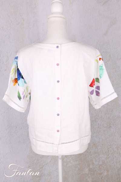 Dolcezza Top 26700 Basak Erarslan Lin à fleurs