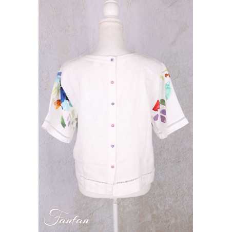 Dolcezza Top 26700 Basak Erarslan Lin à fleurs