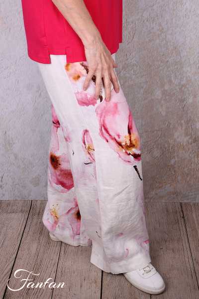 Dolcezza Pantalon 26684 Yuri Kraft Lin à fleurs