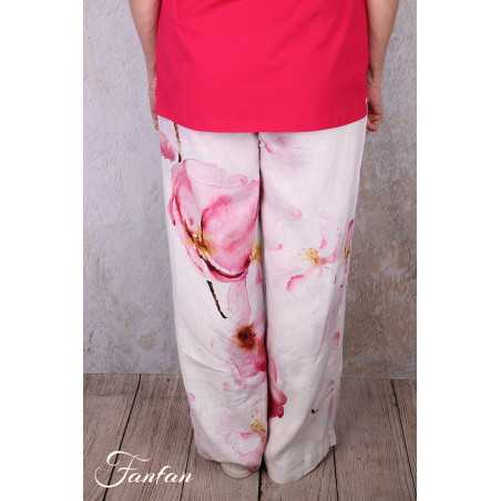 Dolcezza Pantalon 26684 Yuri Kraft Lin à fleurs