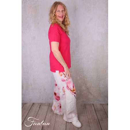 Dolcezza Pantalon 26684 Yuri Kraft Lin à fleurs