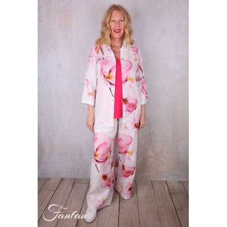 Dolcezza Pantalon 26684 Yuri Kraft Lin à fleurs