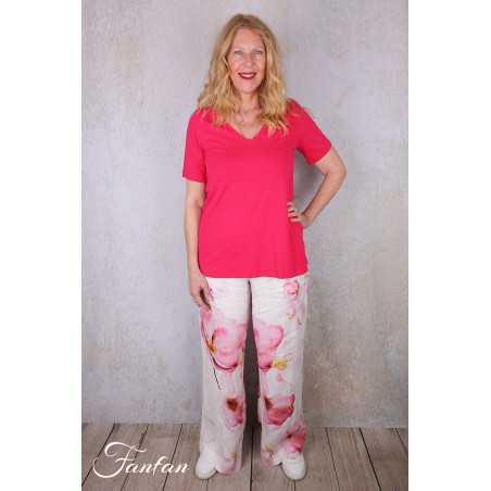 Dolcezza Pantalon 26684 Yuri Kraft Lin à fleurs