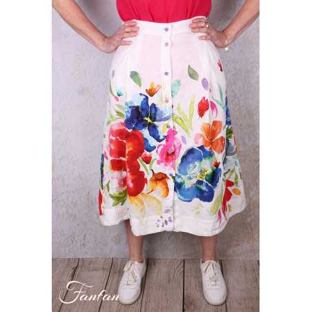 Dolcezza Jupe 26701 Basak Erarslan Lin à fleurs