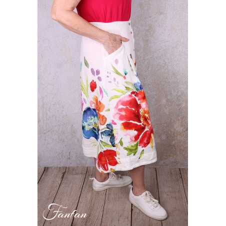 Dolcezza Jupe 26701 Basak Erarslan Lin à fleurs