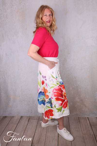 Dolcezza Jupe 26701 Basak Erarslan Lin à fleurs