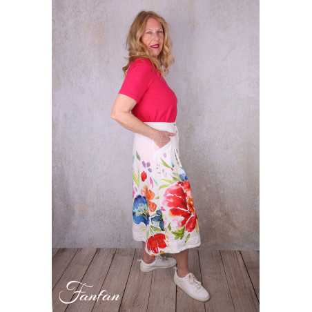 Dolcezza Jupe 26701 Basak Erarslan Lin à fleurs