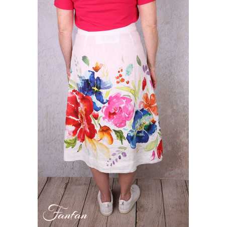 Dolcezza Jupe 26701 Basak Erarslan Lin à fleurs