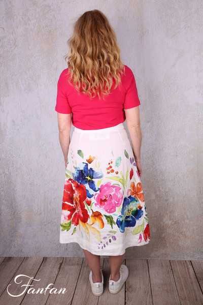 Dolcezza Jupe 26701 Basak Erarslan Lin à fleurs