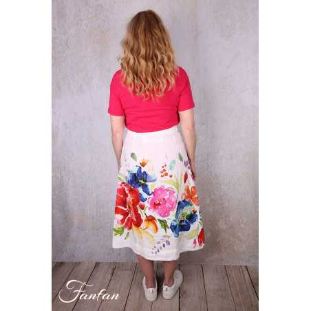 Dolcezza Jupe 26701 Basak Erarslan Lin à fleurs