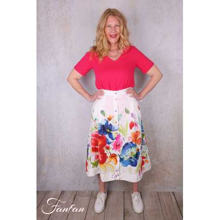 Dolcezza Jupe 26701 Basak Erarslan Lin à fleurs