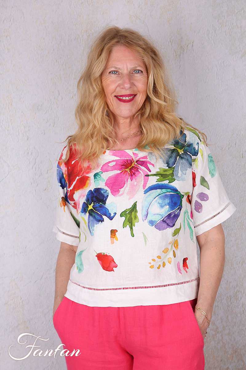 Dolcezza Top 26700 Basak Erarslan Lin à fleurs