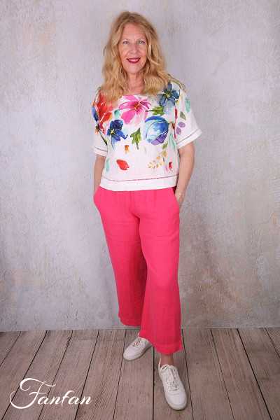 Dolcezza Top 26700 Basak Erarslan Lin à fleurs
