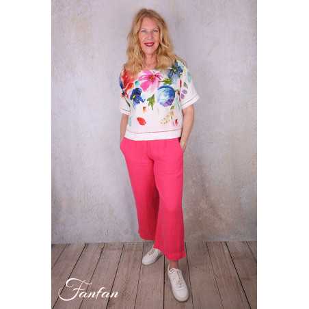 Dolcezza Top 26700 Basak Erarslan Lin à fleurs