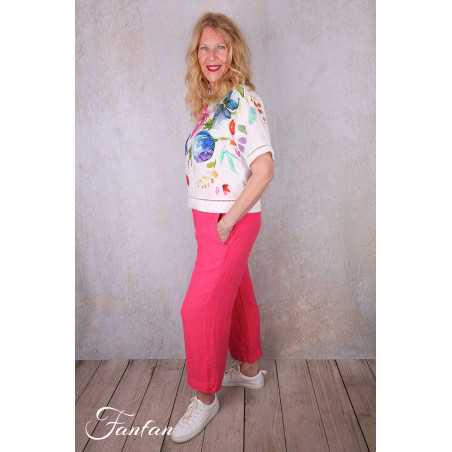 Dolcezza Top 26700 Basak Erarslan Lin à fleurs