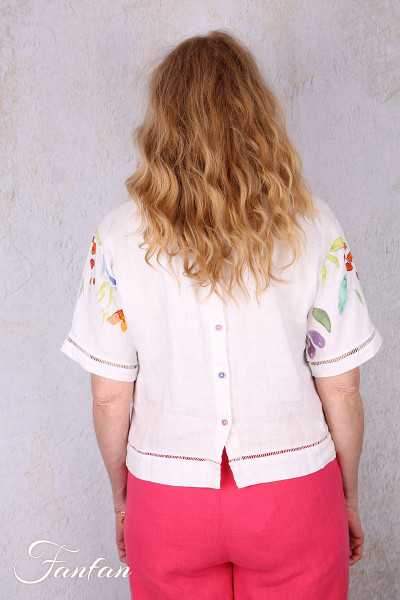 Dolcezza Top 26700 Basak Erarslan Lin à fleurs