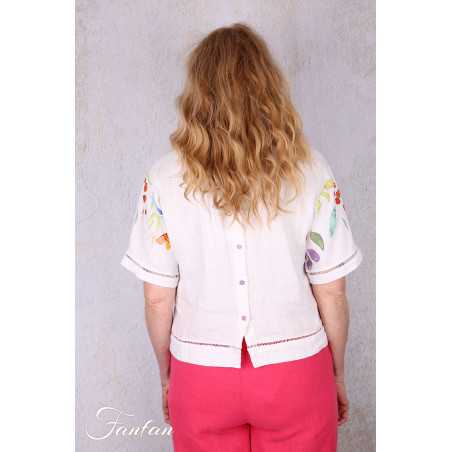 Dolcezza Top 26700 Basak Erarslan Lin à fleurs