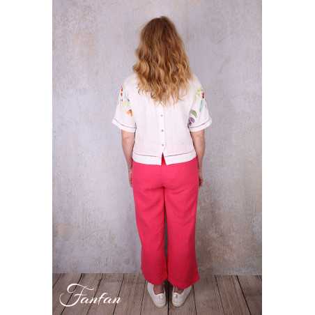 Dolcezza Top 26700 Basak Erarslan Lin à fleurs