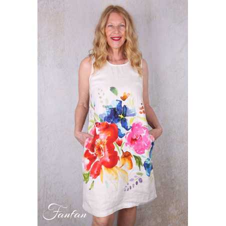 Dolcezza Robe 26703 Basak Erarslan Lin à fleurs