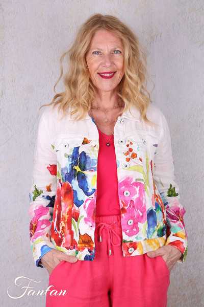 Dolcezza Veste courte 26705 Basak Erarslan lin à fleurs