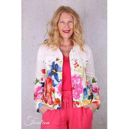 Dolcezza Veste courte 26705 Basak Erarslan lin à fleurs