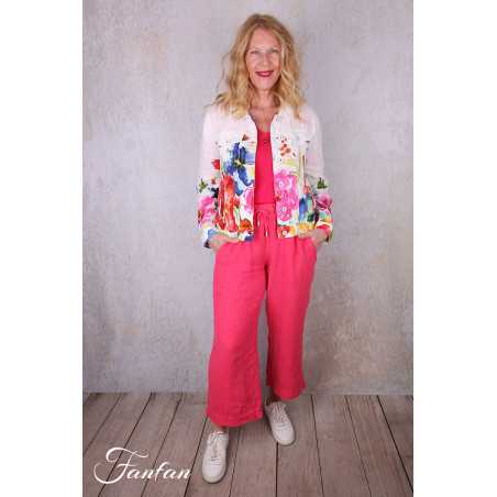 Dolcezza Veste courte 26705 Basak Erarslan lin à fleurs