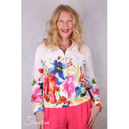 Dolcezza Veste courte 26705 Basak Erarslan lin à fleurs