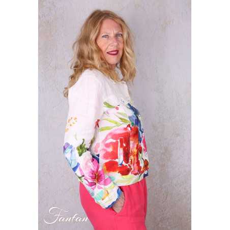 Dolcezza Veste courte 26705 Basak Erarslan lin à fleurs