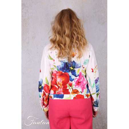 Dolcezza Veste courte 26705 Basak Erarslan lin à fleurs