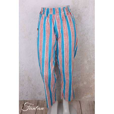 Kali Yog Pantalon Margo bleu rayé