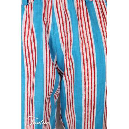 Kali Yog Pantalon Margo bleu rayé