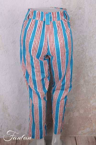 Kali Yog Pantalon Margo bleu rayé