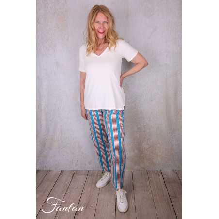 Kali Yog Pantalon Margo bleu rayé