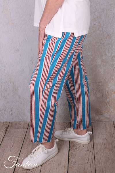 Kali Yog Pantalon Margo bleu rayé