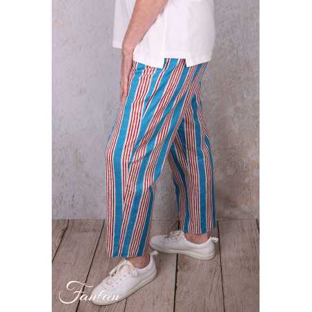 Kali Yog Pantalon Margo bleu rayé