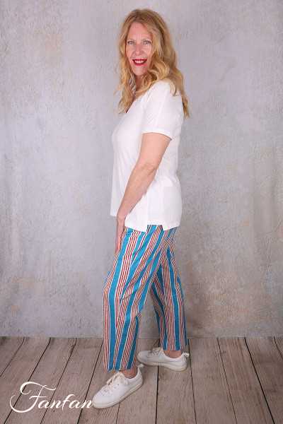 Kali Yog Pantalon Margo bleu rayé