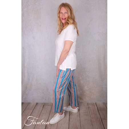 Kali Yog Pantalon Margo bleu rayé