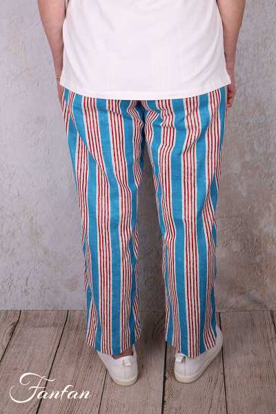 Kali Yog Pantalon Margo bleu rayé