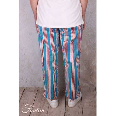 Kali Yog Pantalon Margo bleu rayé