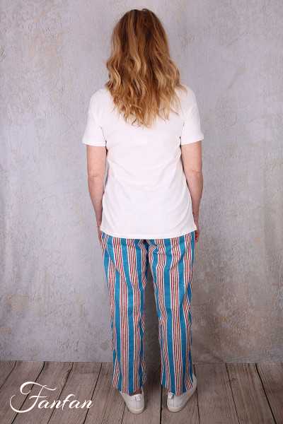 Kali Yog Pantalon Margo bleu rayé