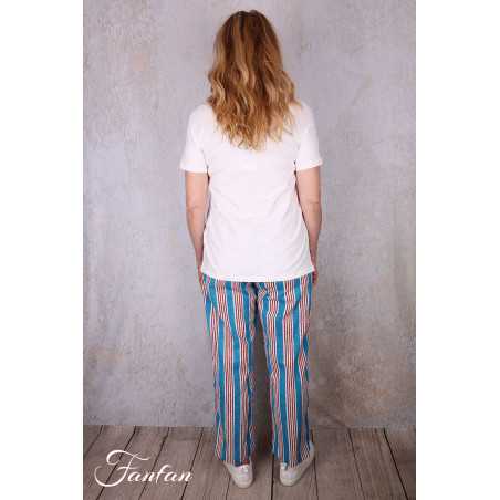 Kali Yog Pantalon Margo bleu rayé