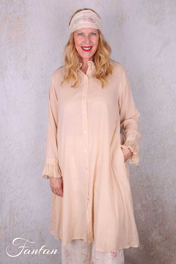 Les Ours Veste longue Mina stripe rose en coton