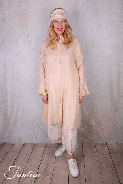 Les Ours Veste longue Mina stripe rose en coton