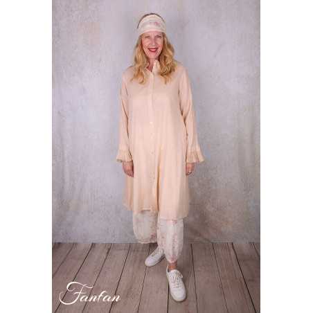 Les Ours Veste longue Mina stripe rose en coton